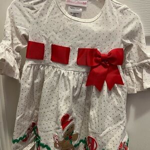 Bonnie Jean Festive Outfit Red and Green Stripes